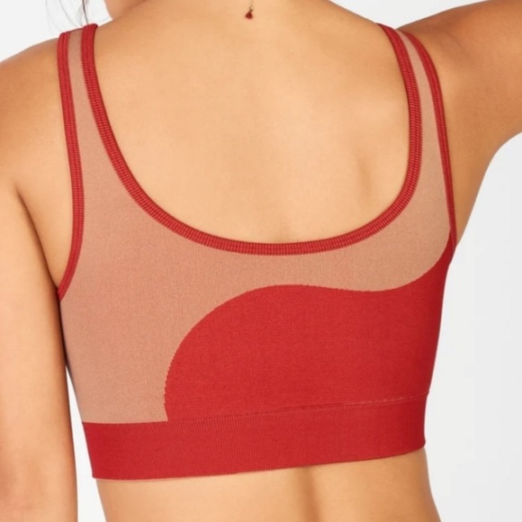 Fabletics Sunny Reversible Low Impact Sports Bra Haute Red/Maplewood Tan Small - Picture 2 of 11